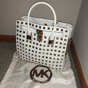Michael Kors white purse w/ gold studs!! LIKE NEW!